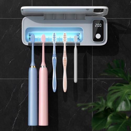 UV Toothbrush Cleaner, 5 Slots Wall Mounted Toothbrush Holder